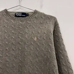 ポロ ラルフローレン ラムウール スモールポニー クロップド ケーブルニット