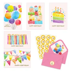 メッセージカード 可愛い 誕生日カード グリーティングカード ハッピーバースデーカード お祝い Happy Birthday Card 封筒と封印シール付き 10枚入り