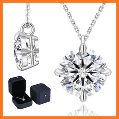 [New] [KRKC] Moissanite Necklace for Women: Birthday Gift for Women, S925 Sterling Silver with a Solitaire Diamond (0.5/1.0/2.0/3.0/4.0ct), Simulated Diamond, 4-Prong, Hypoallergenic, White Gold Plated, Simple, Popular Gift