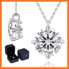 【新品】 [KRKC] モアサナイト ネックレスレディース:誕生日プレゼント女性 S925スターリングシルバー 一粒ダイヤ 0.5/1.0/2.0/3.0/4.0ct 人工ダイヤモンド 4本爪 金属アレルギー対応 ホワイトゴールドメッキ シンプル 人気 ギ 1