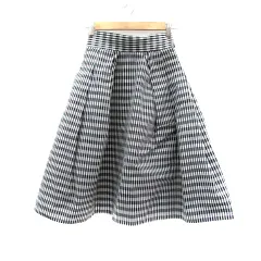 フレイアイディー FRAY I.D フレアスカート ミモレ丈 ギンガムチェック柄 0 XS オフホワイト 黒 ブラック /HO29