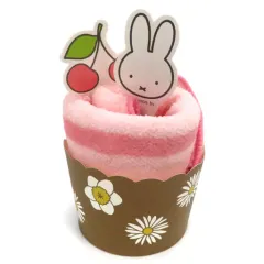 【中古】タオル・手ぬぐい ミッフィー(ピンク/ボーダー) カップケーキ風ハンドタオル 「タイトーくじ ミッフィーとゆったりカフェたいむ」 F賞