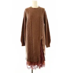 ジルバイジルスチュアート JILL by JILLSTUART ロングニットワンピース スカート ミモレ丈 長袖 F ピンク 紫 パープル /YQ ■OS