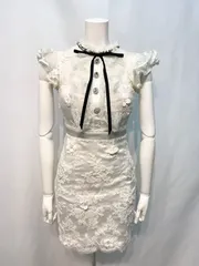 2004 ROBE de FLEURS ローブドフルール キャバクラ ドレス レース フラワー パール タイト ミニ リボン キャバドレス XS