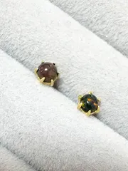 エチオピア産 宝石質ブラックオパール ピアス（SILVER925／18KGP）　4mm