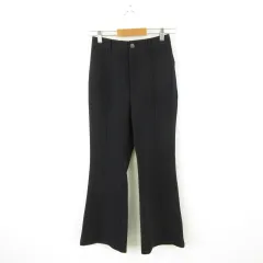 ジーユー GU カットソーカラーフレアスラックス ロング ストレッチ 黒 M *A68