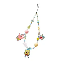 SpongeBob SquarePants 　スポンジボブ　ストラップ　スマホアクセサリー　バッグチャーム　携帯ストラップ　パトリック　ビーズストラップ　可愛い　アメコミ　キャラクター　ギフト　プレゼント　海外雑貨