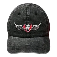 Betty Boop　ベティちゃん　キャップ　帽子　ベティブープ　ブラックデニム　ファッションアイテム　ハート　可愛い　アメコミ　キャラクター　平成　レトロ　ギフト　プレゼント　海外雑貨