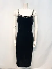 2005 キャバクラ　ドレス　ベロア　スリット　ロングドレス　ビジューストラップ　ストーン　シンプル　キャバドレス　M