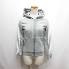 アディダス adidas スウェット ジップ パーカー 裏起毛 S 杢グレー スポーツウェア