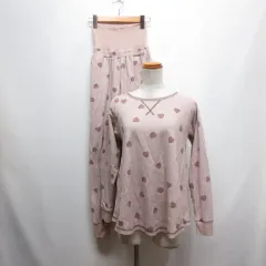 ピーチジョン PEACH JOHN パジャマ ナイトウェア 上下 セットアップ S/M ピンク 長袖 サーマル HARAマキ 腹巻き付き ハート柄 ルームウェア