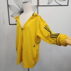 アディダス イエロー フード ウィンドブレーカー ジップアップ ユニセックス