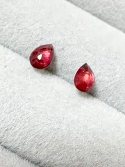 ルビー ピアス ペアシェイプ 18Kコーティング ゴールド サージカルステンレス