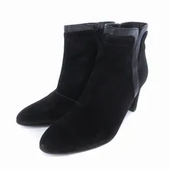ダイアナ DIANA ブーツ ショート丈 スエード アーモンドトゥ 23.5 黒 ブラック
