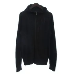 ゲス GUESS 美品 パーカー ニットジャケット 長袖 フルジップ コットン 黒 ブラック M