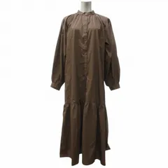 アーバンリサーチ URBAN RESEARCH 美品 近年 シャツワンピース ロング丈 長袖 ノーカラー 茶 ブラウン F IBO77