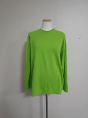 グリーン 長袖 コットン スウェットTシャツ