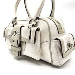 美品✨ COACH Y2K soho signature black canvas leather unisex コーチ ハンドバッグ トートバッグ キャンバス シグネチャー ミニボストン ベルト ホワイト 白