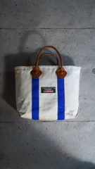 【DEADSTOCK / 1980s】L.L.BEAN エルエルビーン レザーハンドル キャンバス トート バッグ《デッドストック 旧タグ カタディンロゴ 青耳 ヴィンテージ》
