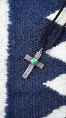 【1960s】ナバホ ターコイズ & クロス & アロー ペンダント 《ネイティブアメリカン 十字架 シルバー ネックレス ヴィンテージ》