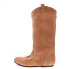 ファビオルスコーニ FABIO RUSCONI ウエスタンブーツ ミドルブーツ フラット ラウンドトゥ スエード 35 ピンクベージュ /BB ■GY41