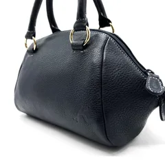 【良品】Kitamura キタムラ ハンドバッグ トートバッグ アクセサリーポーチ シボ革 レザー ネイビー 紺 メンズ レディース ユニセックス 男女兼用