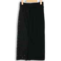 AZUL by moussy アズール マウジー 秋冬 レース 切替★ タイト ロング ニット スカート Sz.S　レディース 黒
