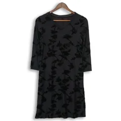 MK MICHEL KLEIN ミッシェルクラン 秋冬 花柄 フラワー 総柄★ ストレッチ ワンピース Sz.38　レディース 黒