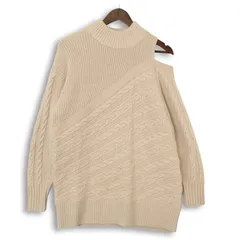 MURUA ムルーア 秋冬 ショルダーカット★ 切替 ケーブル ニット セーター チュニック Sz.F　レディース ベージュ
