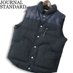 JOURNAL STANDARD ジャーナルスタンダード 羊革 ラム レザー切替★ ウール混 ツイード ダウン ベスト Sz.L　メンズ
