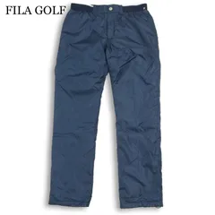 FILA GOLF フィラ ゴルフ 秋冬 ロゴ刺繍★ チェック 中綿 ストレッチ パンツ Sz.LL メンズ ネイビー 大きいサイズ