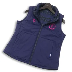 FILA GOLF フィラ ゴルフ 2WAY リバーシブル★ カモフラ チェック ボーダー 中綿 ベスト Sz.LL　レディース 大きいサイズ