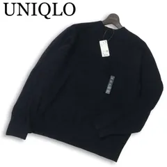新品 24AW★ UNIQLO ユニクロ ウール混 ミドルゲージ モックネック ニット セーター Sz.XL　メンズ ネイビー 大きいサイズ