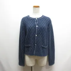 ロペピクニック ROPE Picnic 金ボタン フェザー ラメ ニット カーディガン 38 ネイビー GDK-54120-B タグ付き