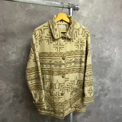 90s USA製 LANDS' END ウールジャケット ベージュ × ブラウン系 サイズwomanM