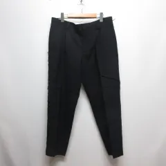 ケミット kemit TOMORROWLAND 別注 タック テーパード パンツ スラックス 50 ネイビー サイドカットオフ ジッパーフライ 日本製 トゥモローランド