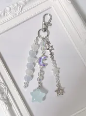 ビーズキーホルダー　コレクトブック　星　ハート　蝶　青　水色　y2k