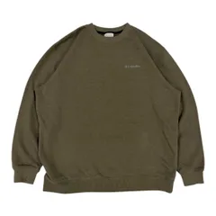 古着 コロンビア Columbia スウェット トレーナー ワンポイントロゴ刺繍 クルーネック 大きいサイズ XXL カーキ メンズ