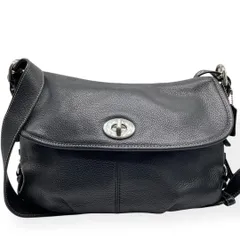 良品　COACH コーチ　ショルダーバッグ　ターンロック　レザー　ブラック