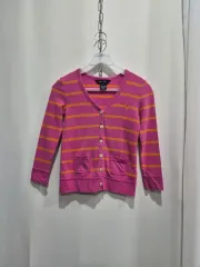 ラルフローレン ピンク ストライプ 女の子 カーディガン (6)