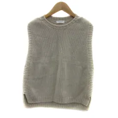 B&Y ユナイテッドアローズ BEAUTY&YOUTH ビューティー&ユース ニットベスト ミドル丈 ラウンドネック プルオーバー ウール ライトベージュ /YS14