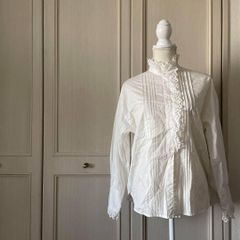 美品】エルマンノシェルヴィーノ レース装飾 長袖シャツブラウス