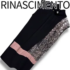 RINASCIMENTO リナシメント ノースリーブワンピース M レディース 黒×ピンク スパンコール 切替 カラーブロック ベルト風 パーティー オケージョン 華やか 人気 イタリア製 001320H