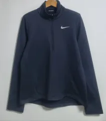 S) NIKE ランニング ブラック 起毛 ハーフジップ 長袖Tシャツ