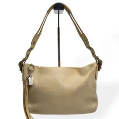 極美品　COACH コーチ　ショルダーバッグ　肩掛け　レザー　シボ革　アイボリー