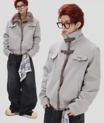 ファー裏地 グレー ヴィンテージ ジャケット アウター ブルゾン ギャル y2k