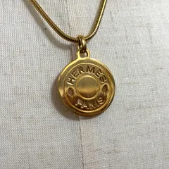 HERMES エルメス セリエ ロングネックレス ゴールド メダル コイン ペンダント チェーン ヴィンテージ レディース 定番 人気