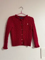 ポロラルフローレン ケーブルニット カーディガン レッド 4T
