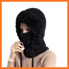 【新品】 [ZVCXOE] ニット帽 レディース 冬 バラクラバ 帽子 ネックウォーマー 一体化セット 柔らかい 防寒防風 裏起毛 ビーニー ニットキャップ 暖かい スノーボード スキー 自転車 釣り 登山 通勤通学 頭囲55-60 CM ブラック 1