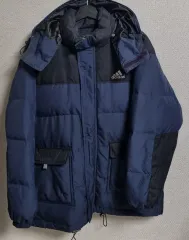 L (100) アディダス ヴィンテージ ネイビー ダウンジャケット